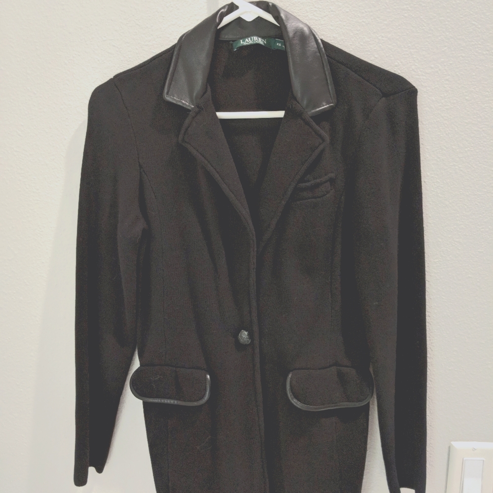 Lauren Ralph Lauren size extra small black fabric and leather jacket
